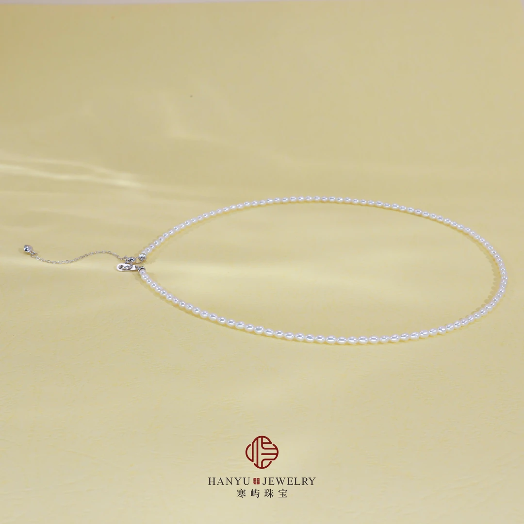 【现货】淡水无核白色keshi珍珠项链/3mm左右/s925