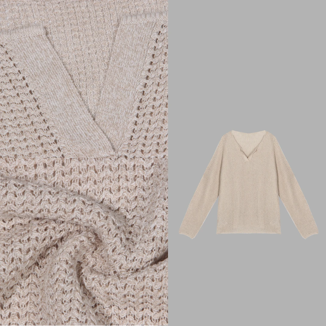 凯特丝蓓2242#针织套衫柔软慵懒感高级镂空长袖上衣