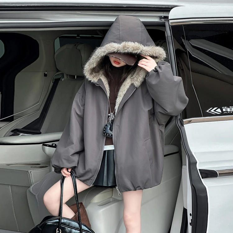 大童女装女童外套秋冬款2025新款爆款儿童仿皮草大衣两面穿加厚绒