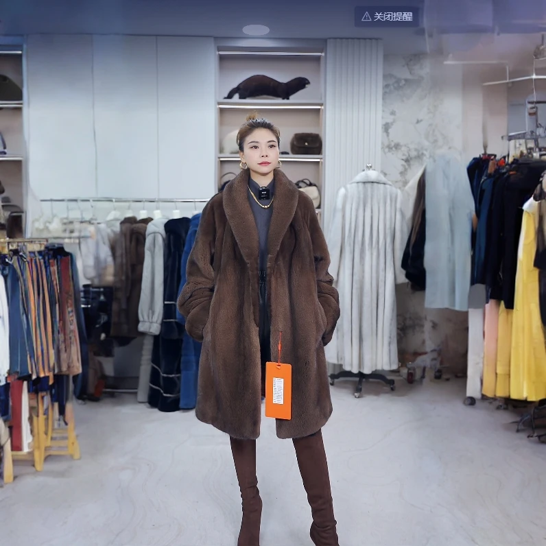 海宁新冬皮草青果领领时尚短款水貂短款紫金短二天鹅绒女款外套