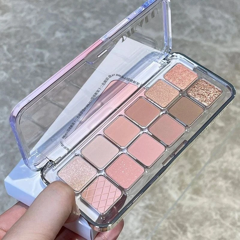 饱和韩系伪素颜12眼影哑光日常眼影裸妆清冷灰粉大地色淡妆初学者