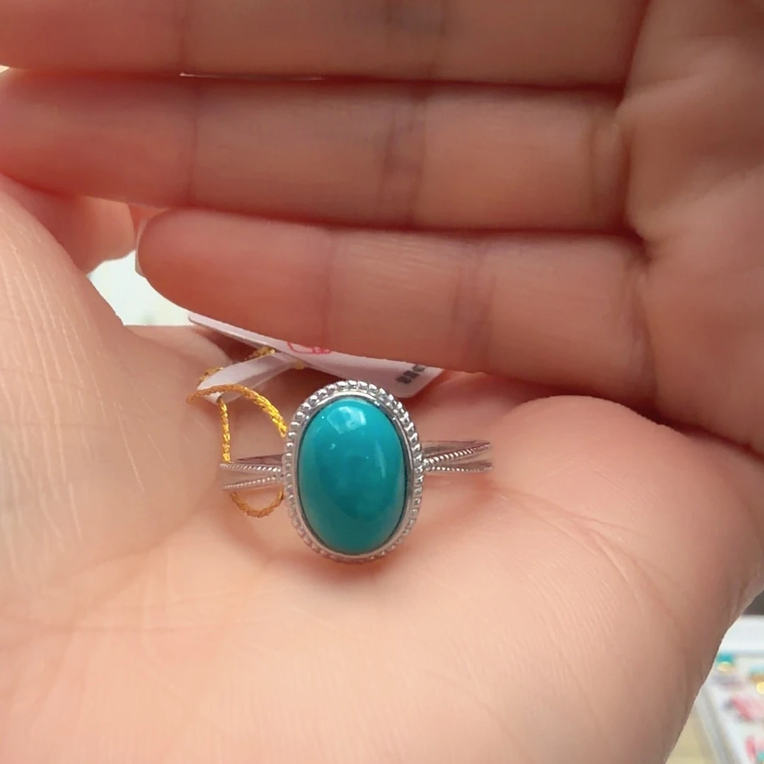 绿松石银S925镶嵌戒指