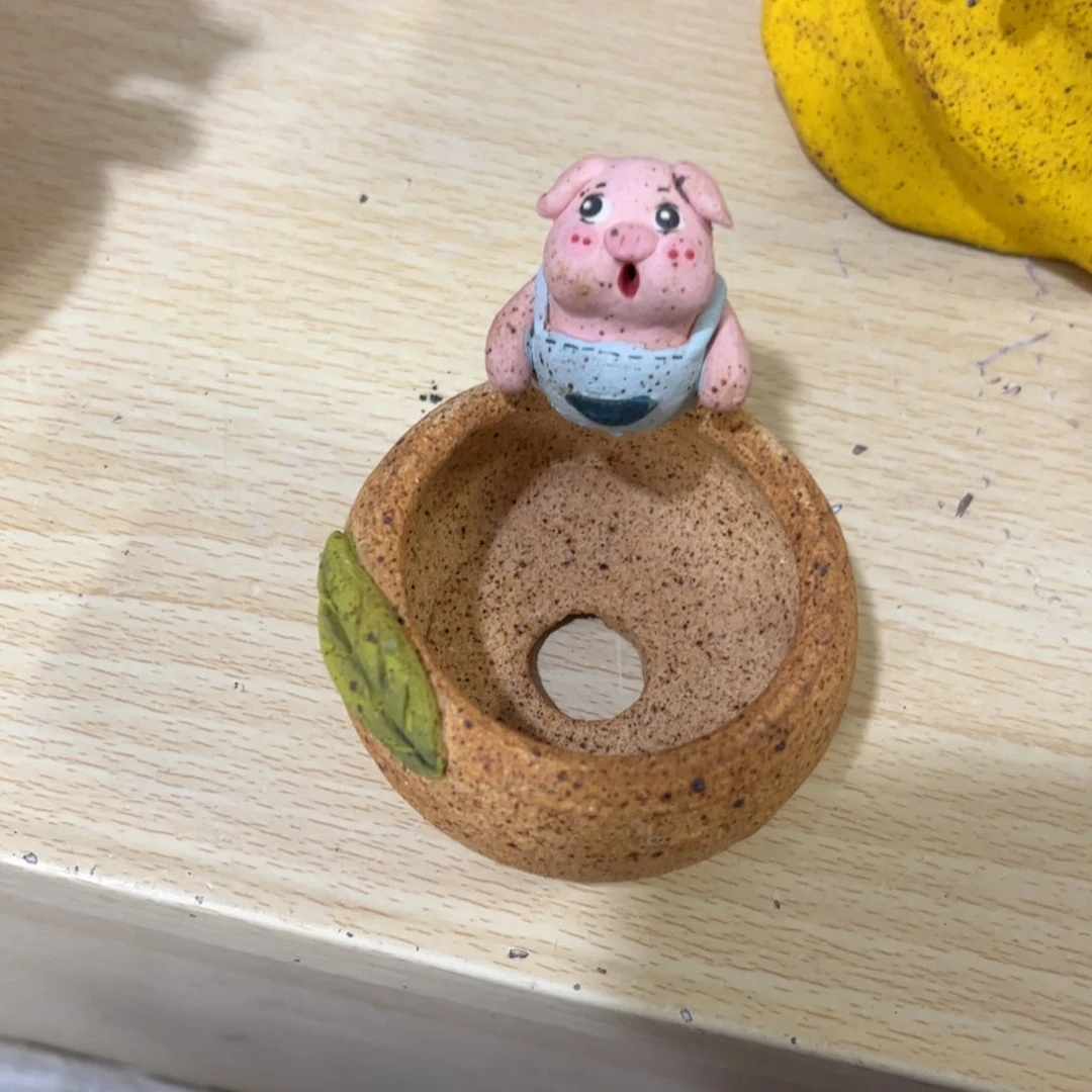 泥塑古镇炻陶花盆