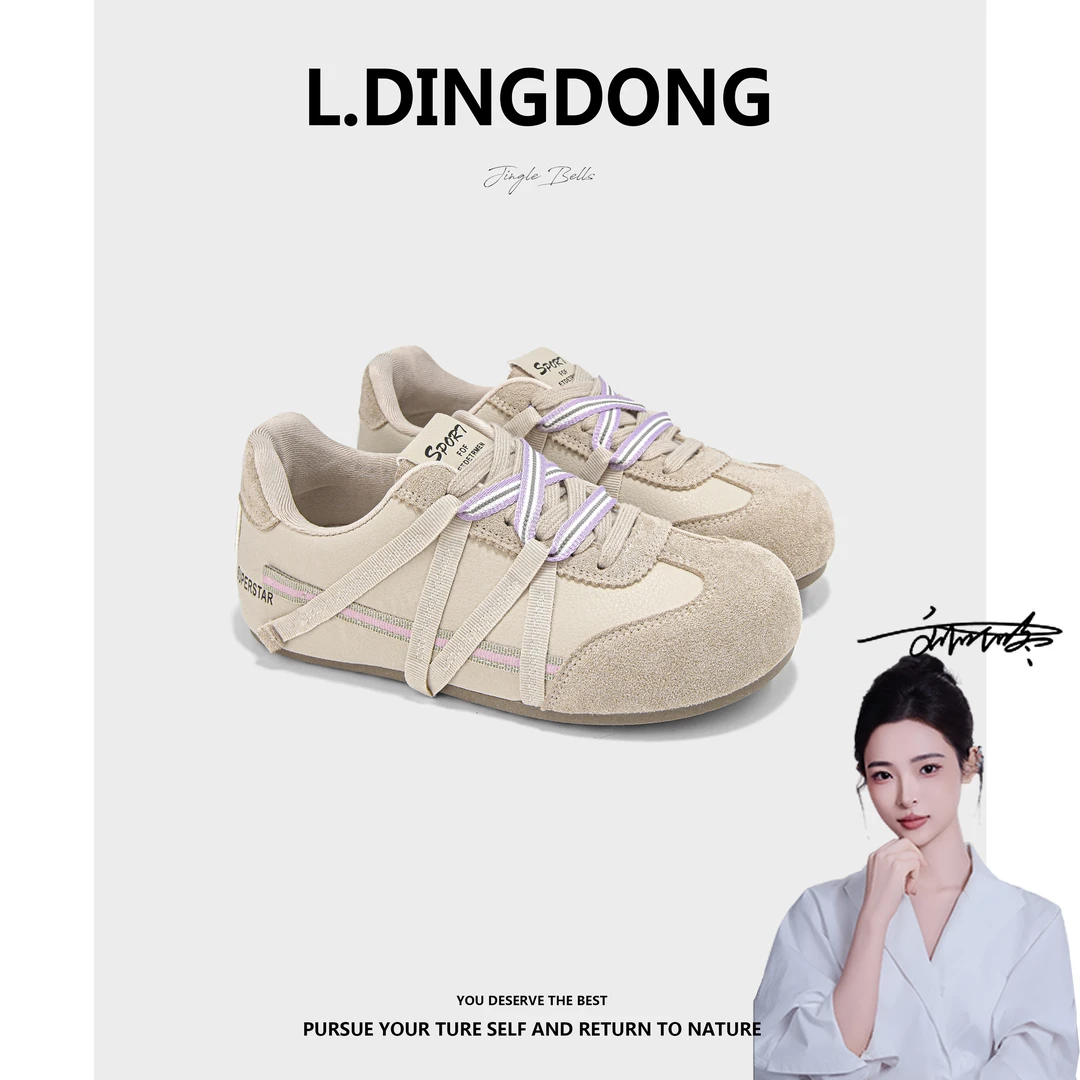 【刘叮咚女鞋】复古德训鞋女2025秋季新款轻便休闲百搭内增高厚底