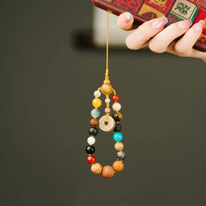非金属木质手链 【十八籽·五帝钱】手机挂饰