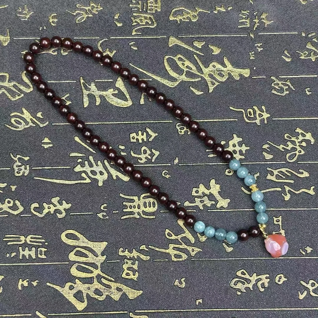 双圈小叶紫檀+粉色猫爪K504