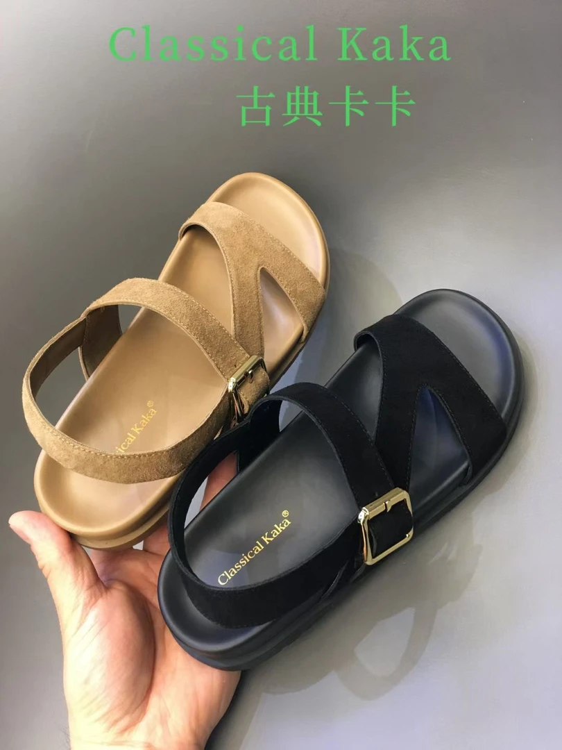 2025古典卡卡夏季新款平底百搭凉鞋