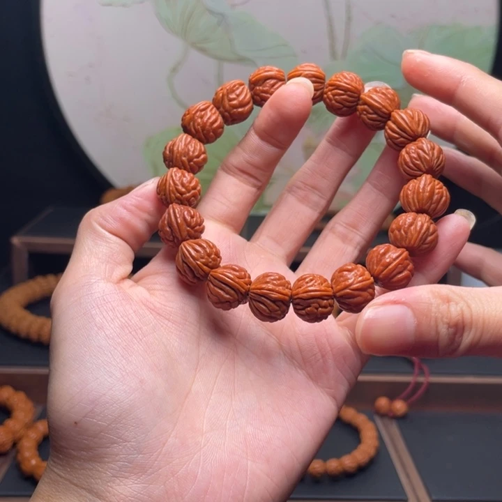 桃核手串龙纹桃核红魔