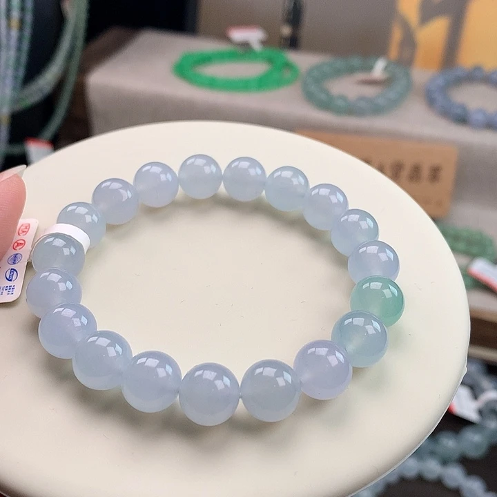 翡翠未镶嵌手链冰浅蓝，货头，炸