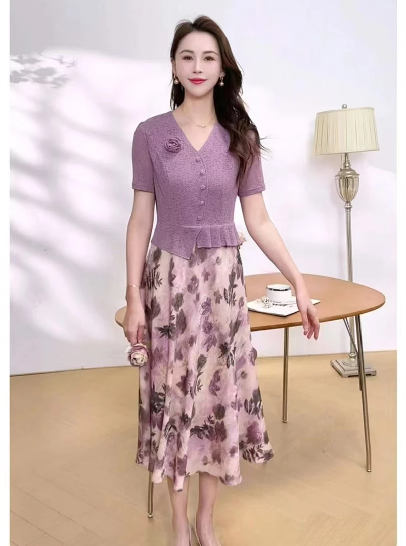 时尚气质显瘦夏季高端中长款连衣裙收腰长裙