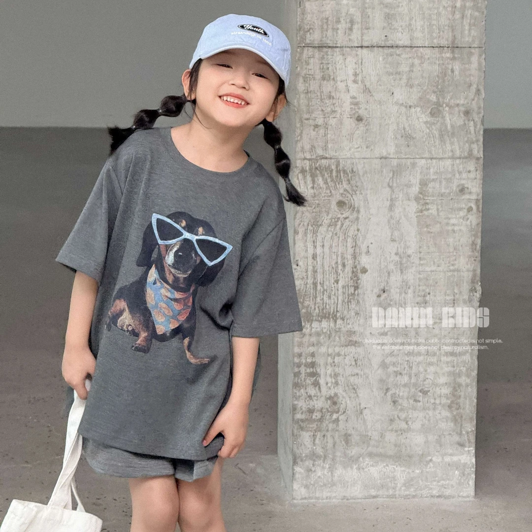 【嗒囜】女童25夏新款时尚卡通印花休闲短袖T儿童韩版圆领百搭上衣