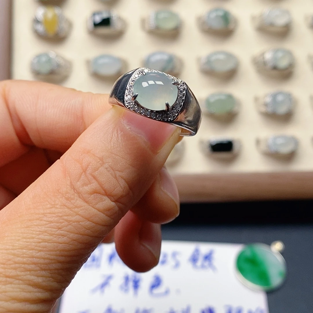 翡翠银S925镶嵌戒指