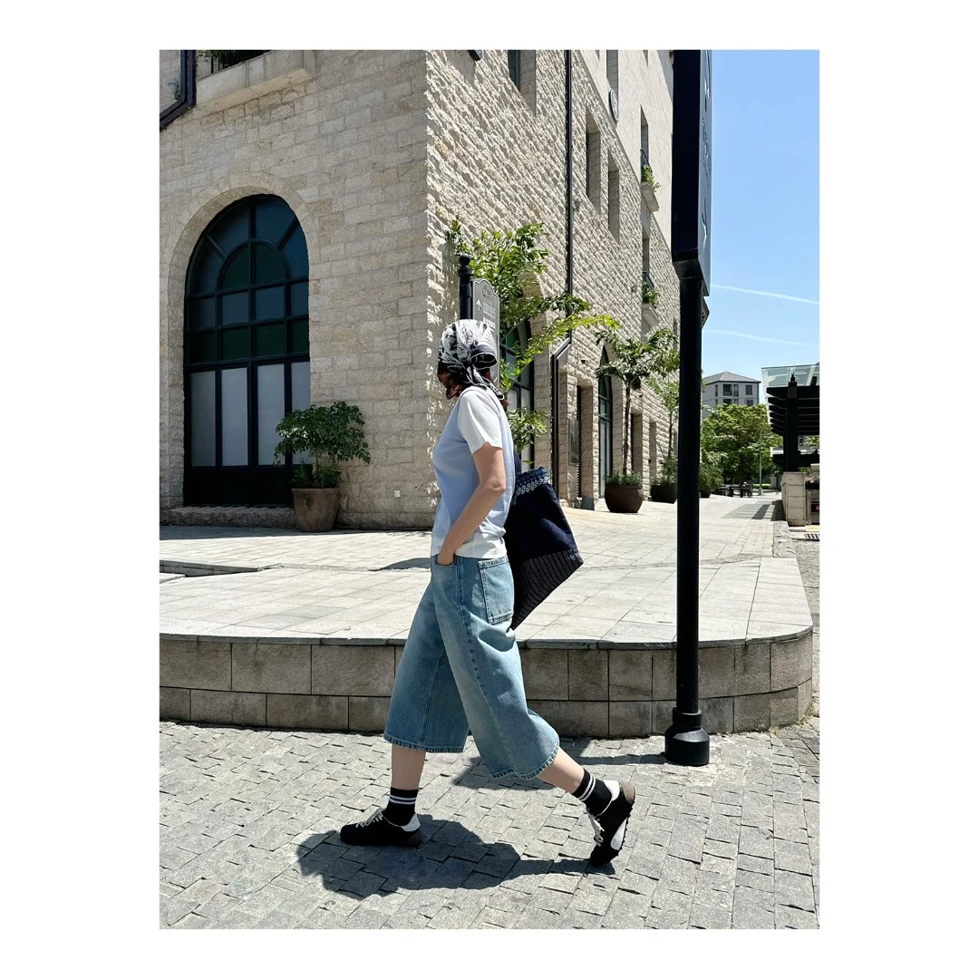 【时尚先锋】时尚休闲百搭潮流显瘦阔腿七分牛仔裤#522030