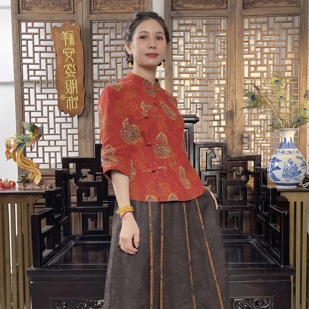 【福禄双全小姐姐服】新中式立领葫芦团花上衣 G615329-5