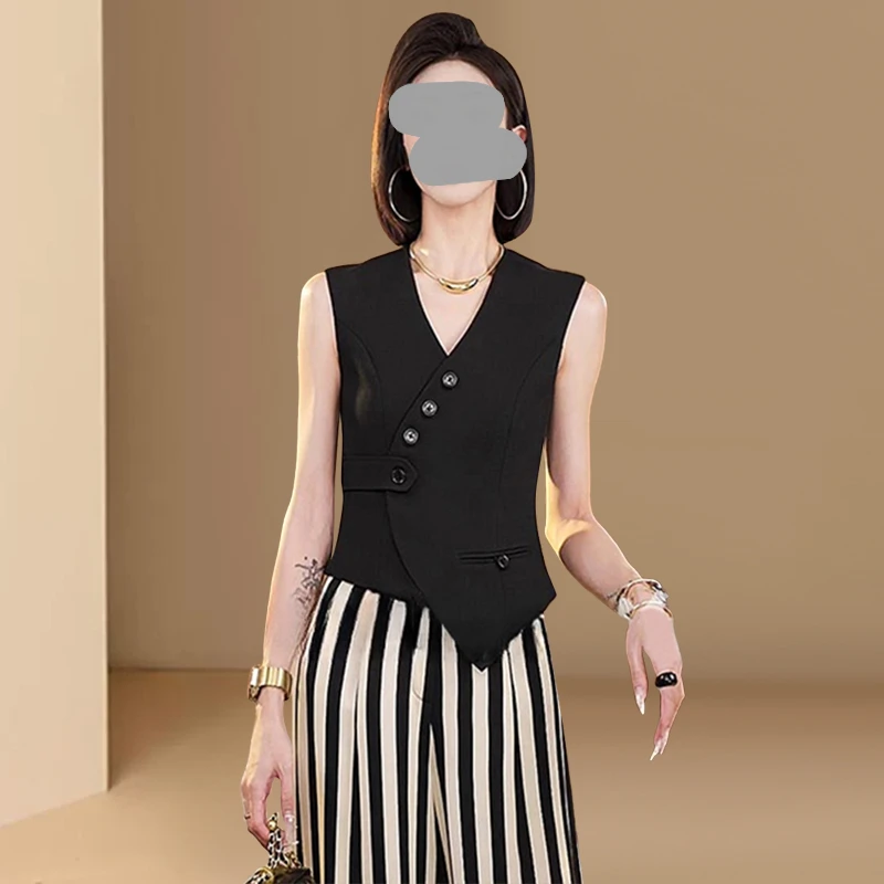 高级感职场不规则斜扣西装马甲女夏季款气质大气轻奢坎肩马夹背心