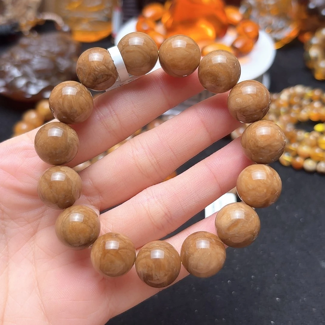 未镶嵌琥珀珠宝奇石14mm油根蜡