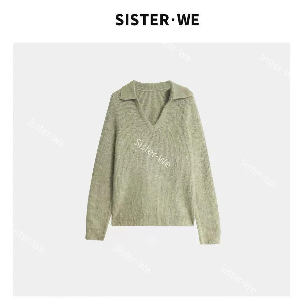 【no退no换】薇姐【黄绒轻织】Sister·We马海毛翻领针织上衣57392