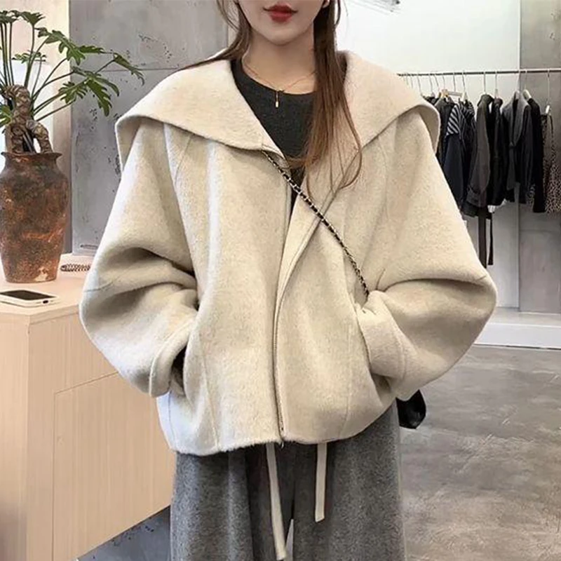 冬季减龄穿搭时尚洋气休闲海军领外套女2025新款宽松网红短款开衫