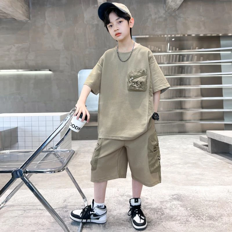 FAVMARTHA男童夏装套装2025新款夏季短袖中大童儿童男孩运动帅气