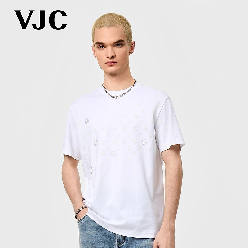VJC/威杰思2025夏季新款男装简约百搭短袖T恤时尚通勤B25BA1011