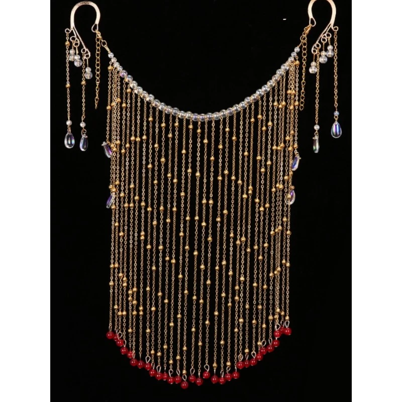 面纱古风仙气面帘遮脸流苏挂耳汉服古装遮面头饰全套饰品配饰品