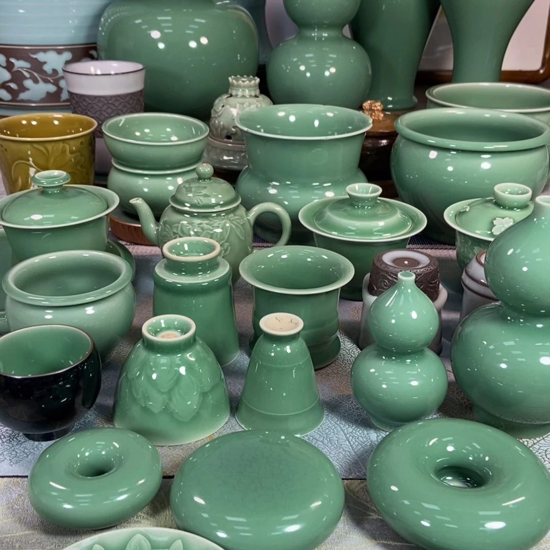 龙泉青瓷茶器壶承青*y