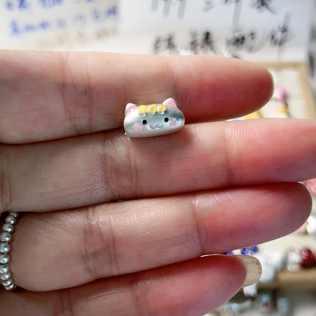 珐琅吊坠足银法棍猫