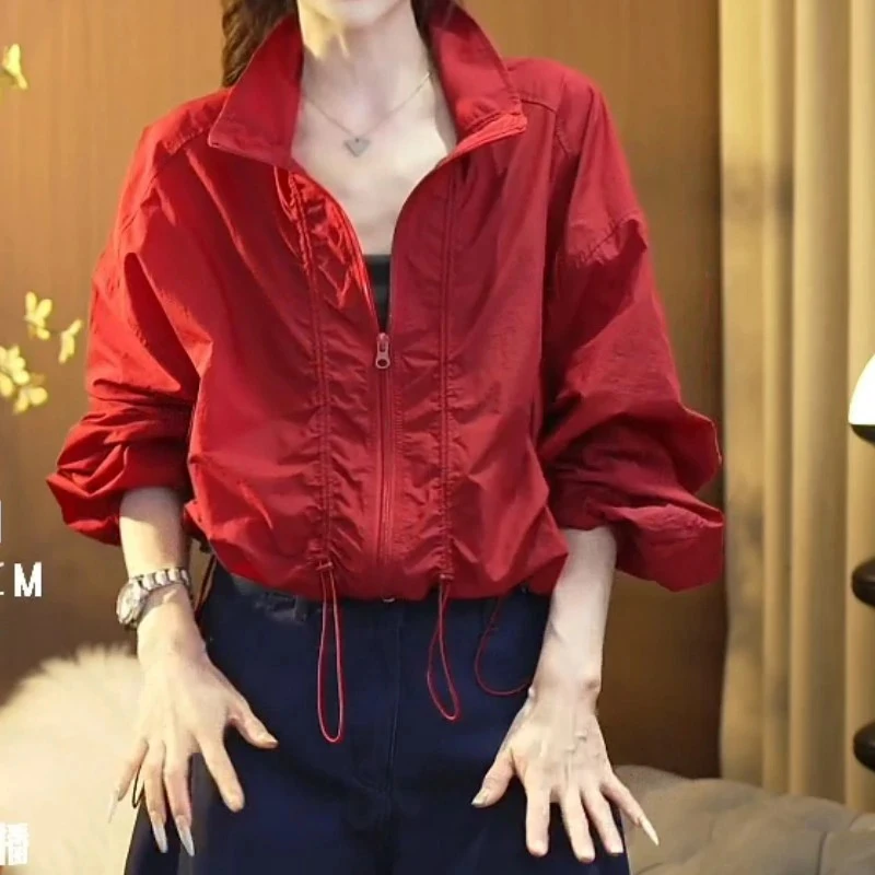 户外工装高级纯色立领防晒衣女夏季2025新款小个子减龄百搭防晒服