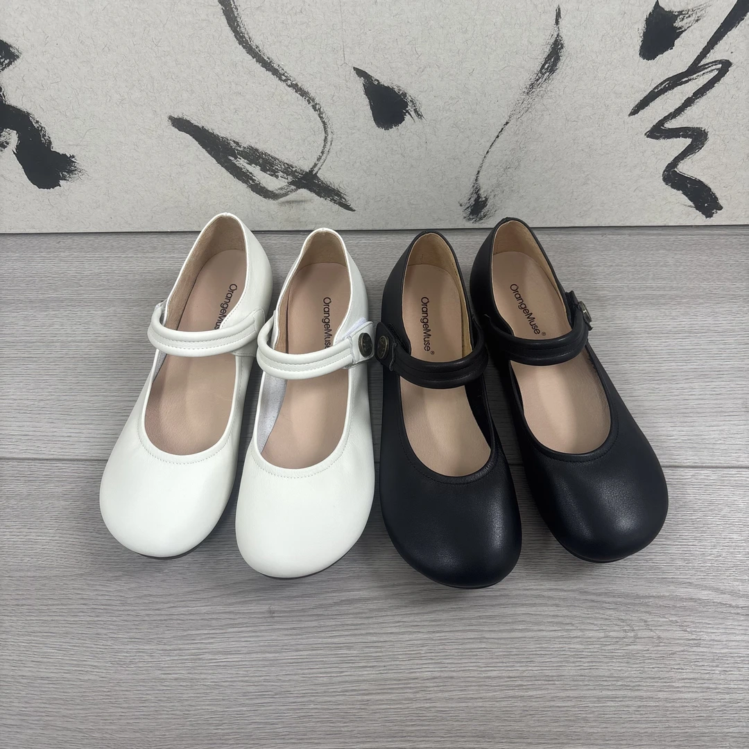 【橙庐】K009-231C牛皮一脚蹬玛丽珍鞋 猪皮垫舒适时尚休闲软底百搭