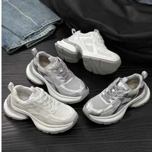 461542991厚底百搭系带老爹鞋女2025春季福利防滑显脚小休闲女鞋