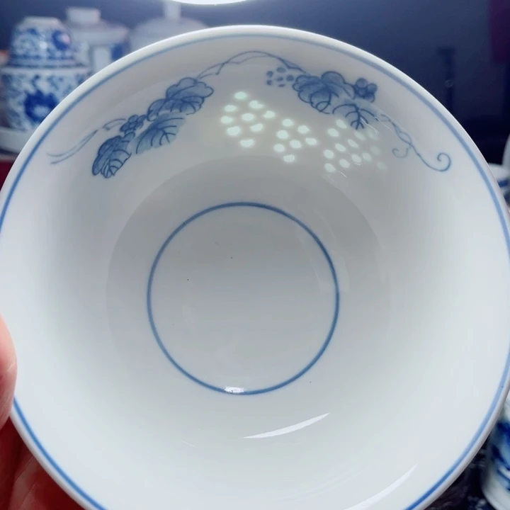 青花玲珑6寸面碗葡萄