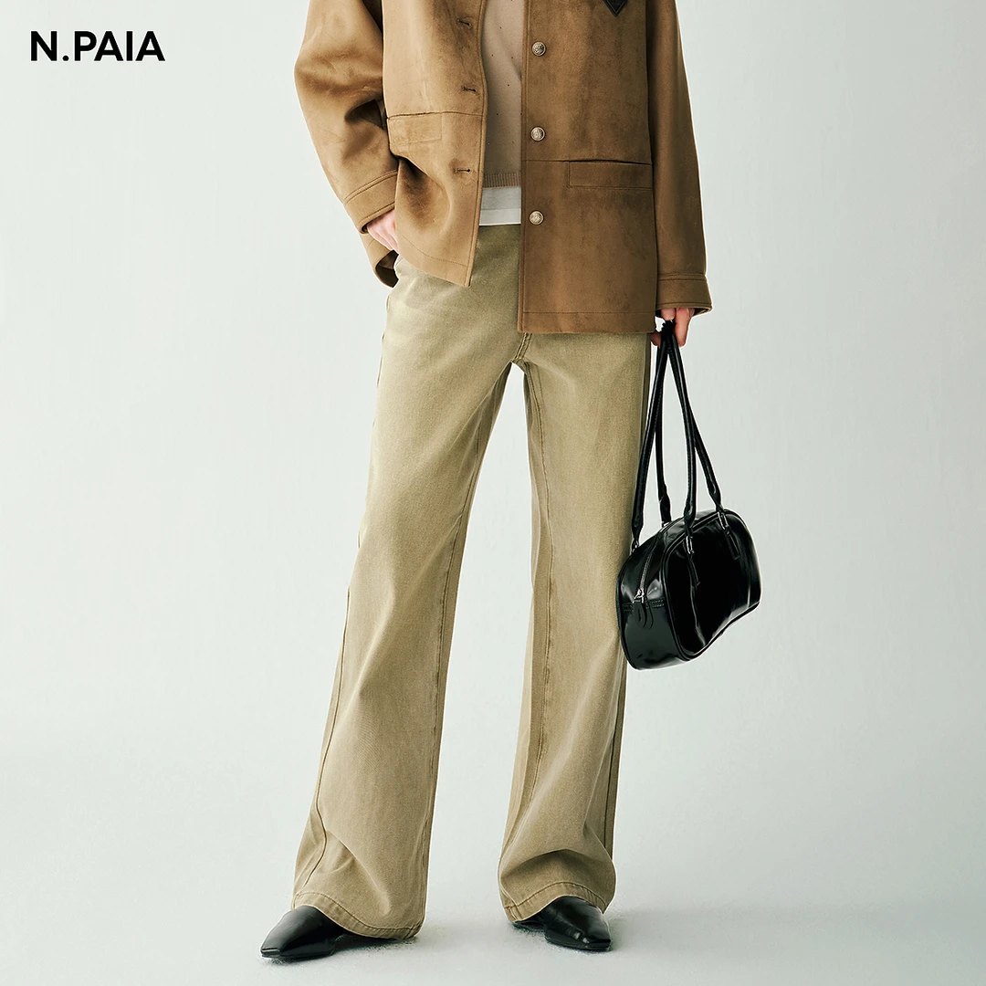 【可可专属】恩派雅100棉废土风水洗做旧直筒裤牛仔裤女XNJADJ622F