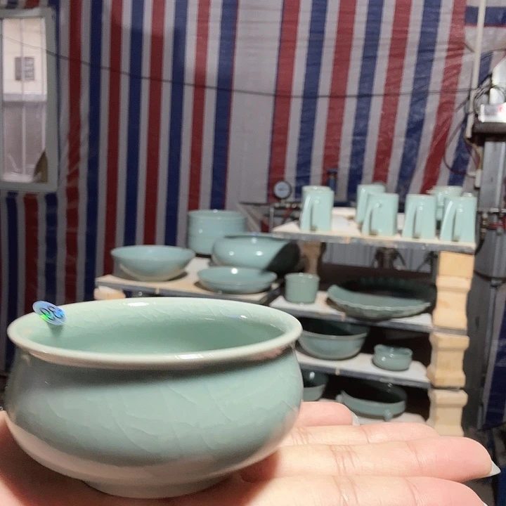 摆件开播福利汝瓷炉式杯支钉烧仿古釉