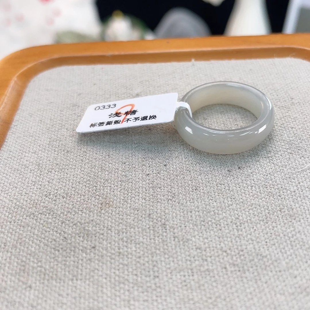 和田玉未镶嵌戒指U8浅灰泥鳅背18不退换