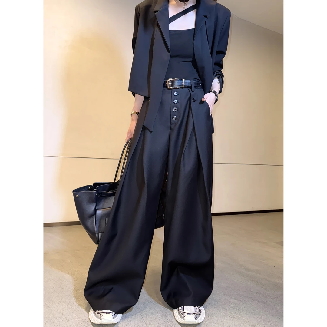 邓蕾婷【摩登女主】秋季上新高级感洋气设计高腰显瘦百搭直筒阔腿裤