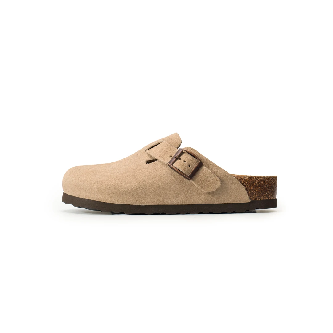 【半包女薄底3公分】夏季女士半包拖鞋真皮软木休闲鞋一脚蹬懒人拖