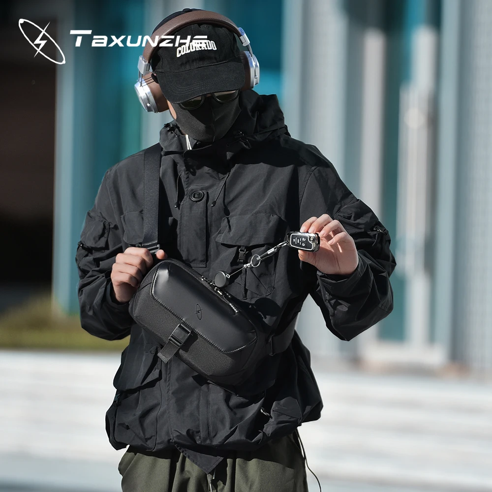 时尚男士单肩斜挎包休闲潮流机能风户外骑行胸包个性百搭日系通勤