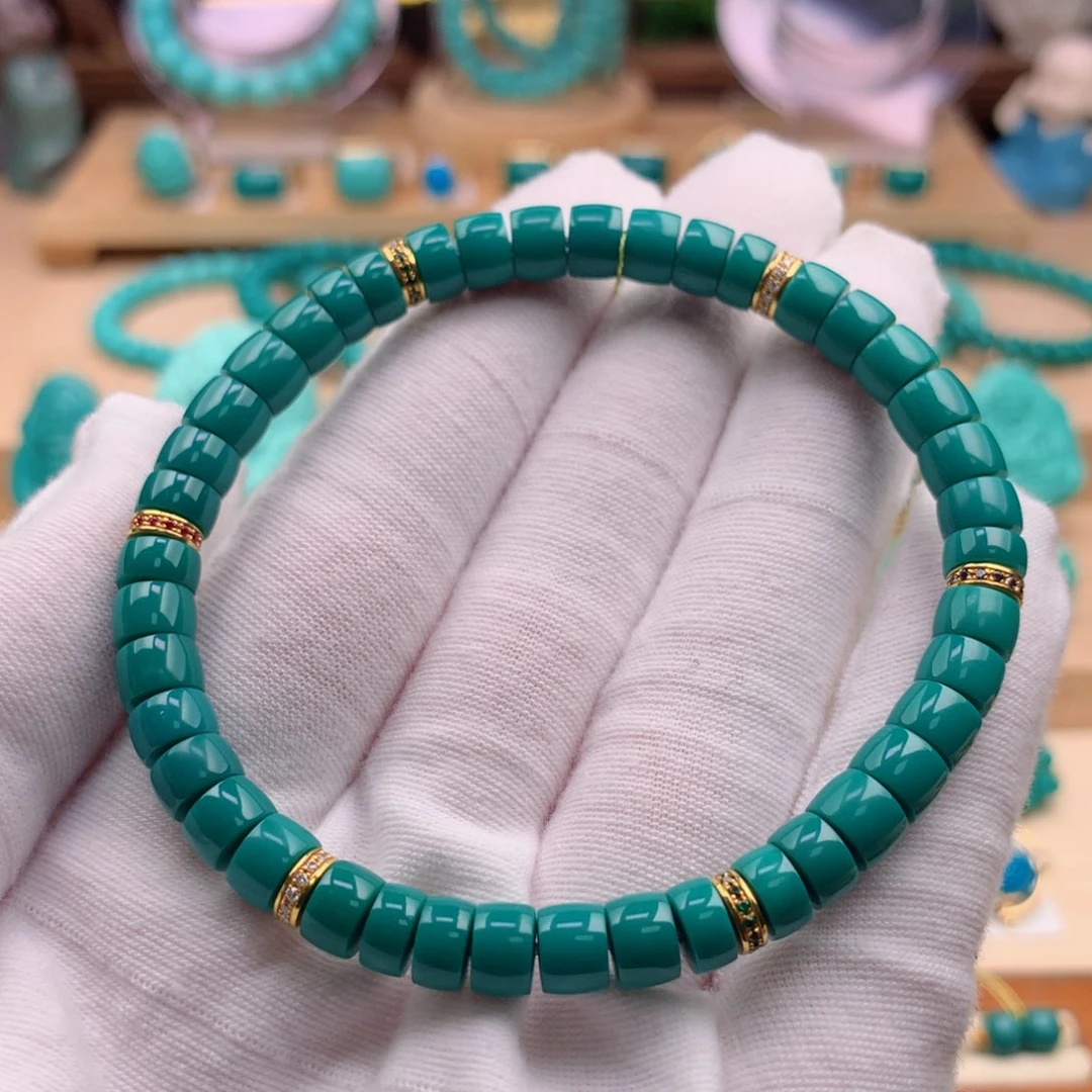 绿松石珠宝奇石18K金镶嵌6.6mm