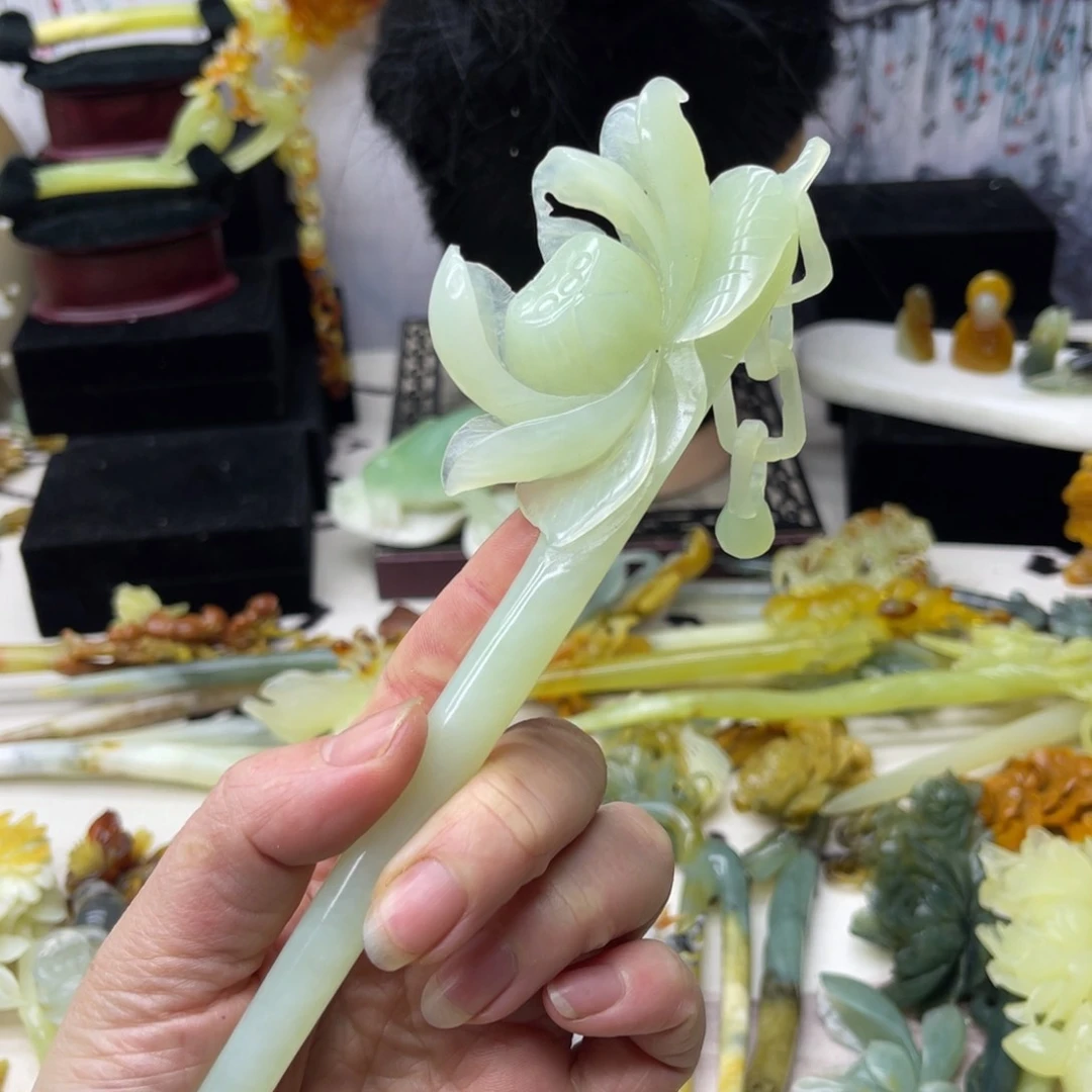 【闪购商品】蛇纹石玉发饰合金