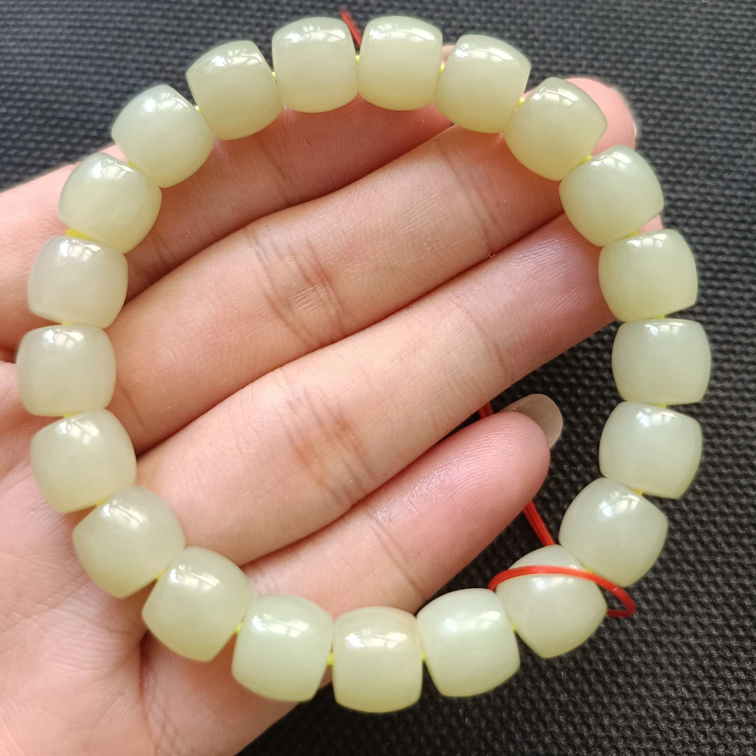 和田玉青白玉卡10老型珠手串