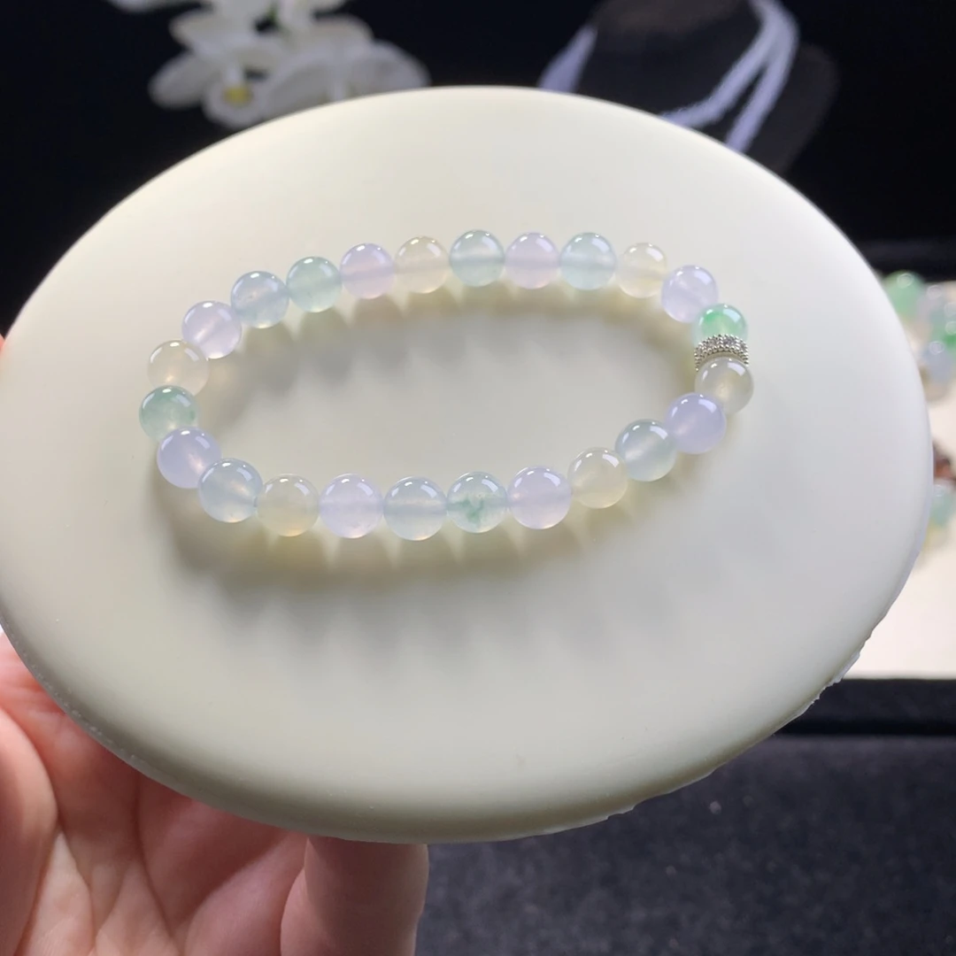 翡翠未镶嵌手串卡6果冻串