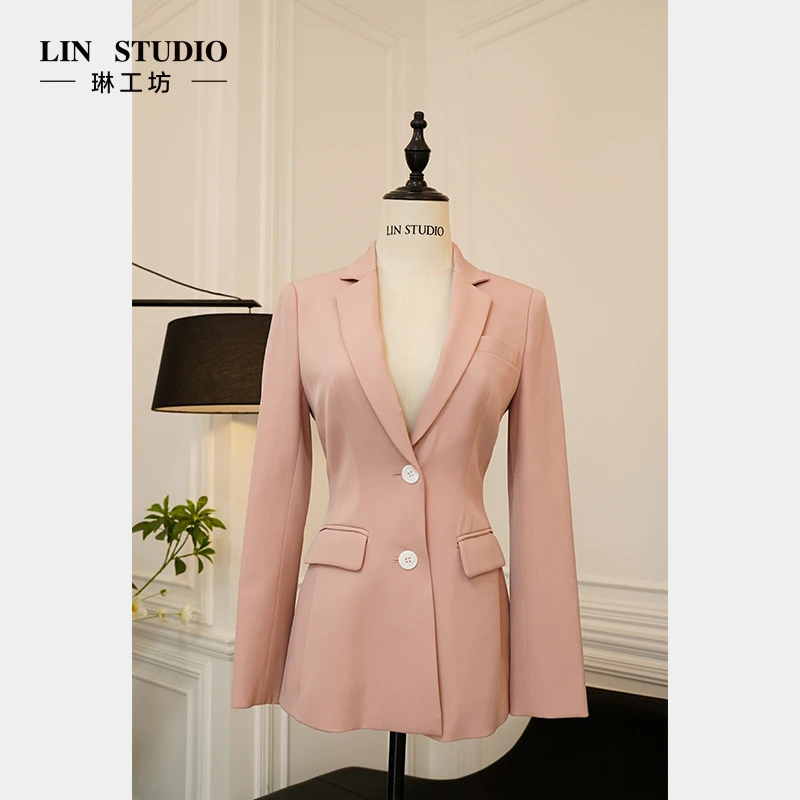 【特殊活动款 不支持退换】琳工坊粉色白扣西服简约时尚通勤唐琳设