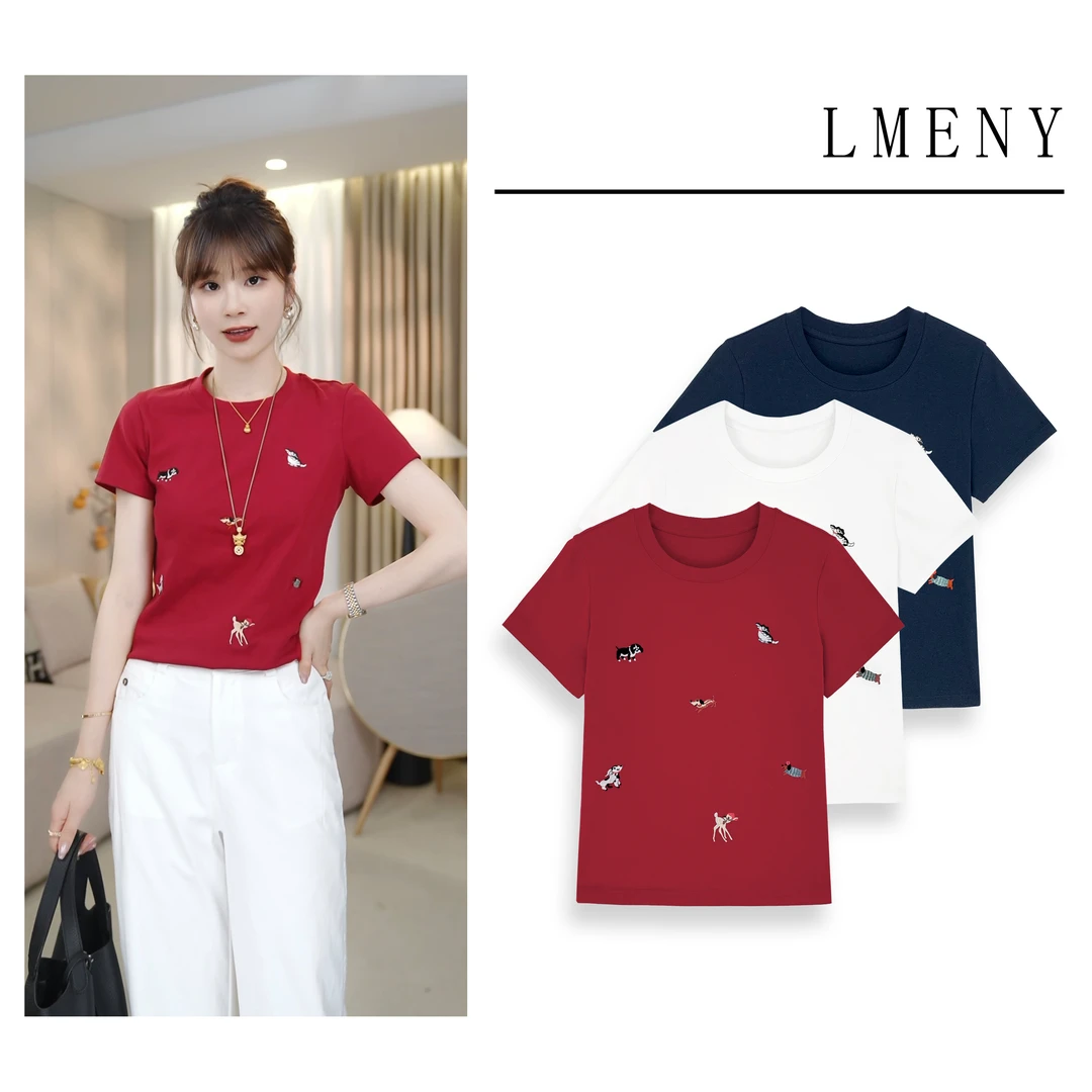 LMENY【清】萌趣T～重工刺绣正肩百搭显瘦T恤25BT013