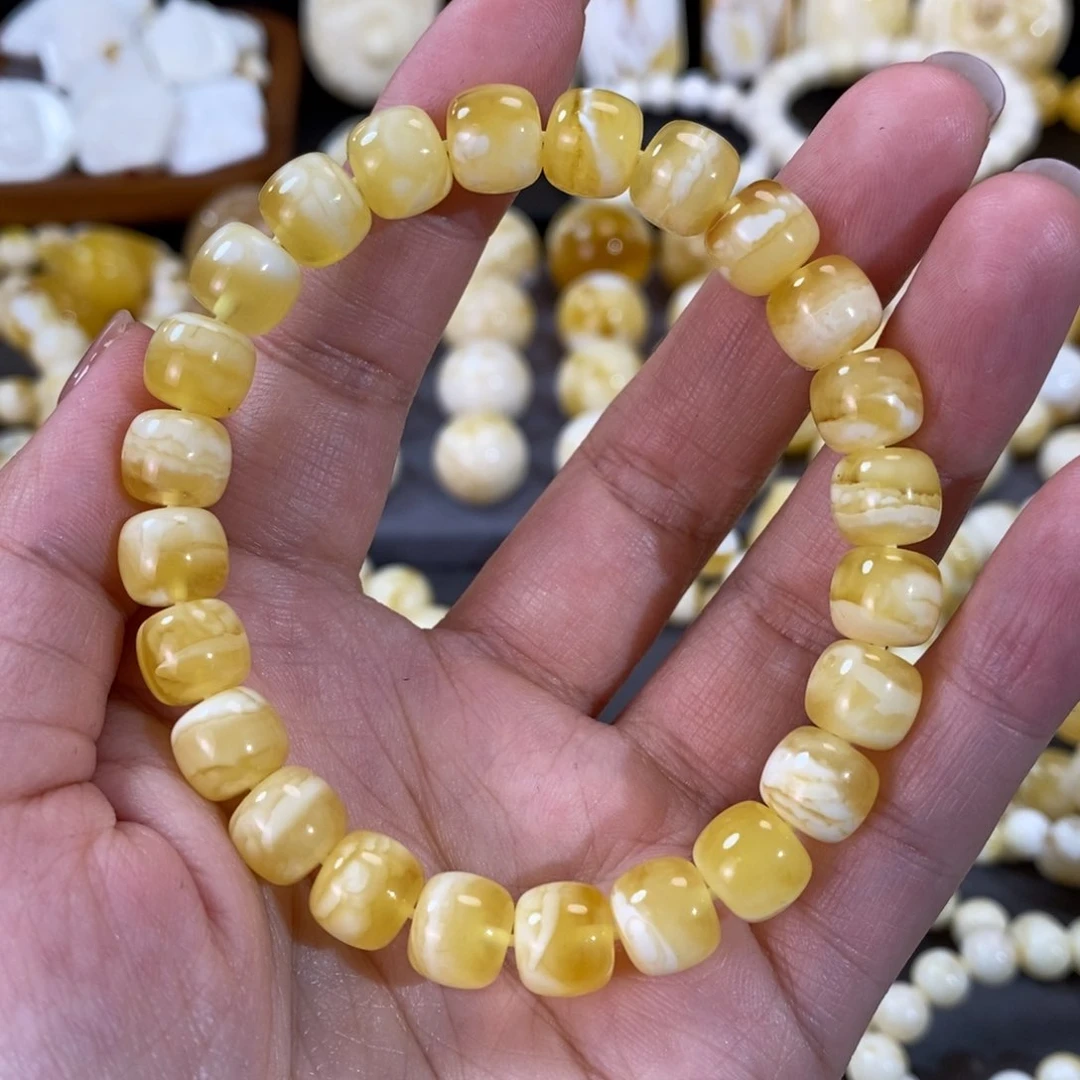 蜜蜡手串未镶嵌9.2mm金妖虎皮手串