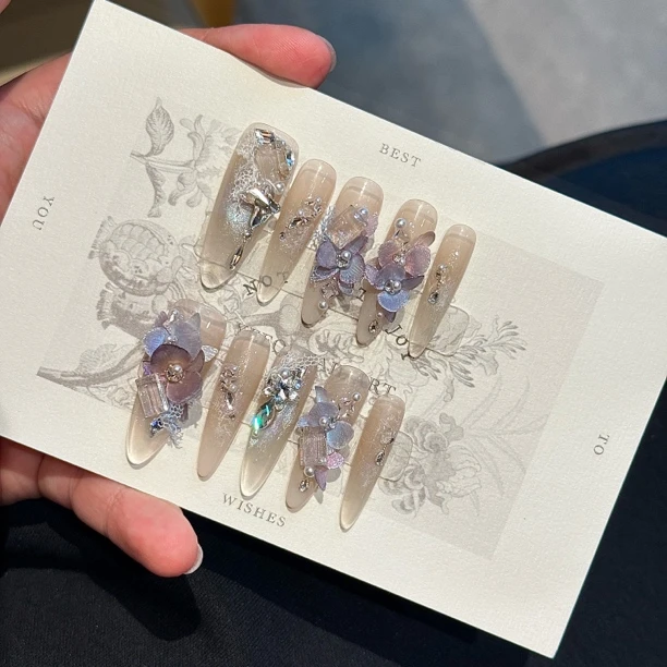 【重工款】Yeeqi | 福蝶兰 雕花华子设计款 手工穿戴甲定制