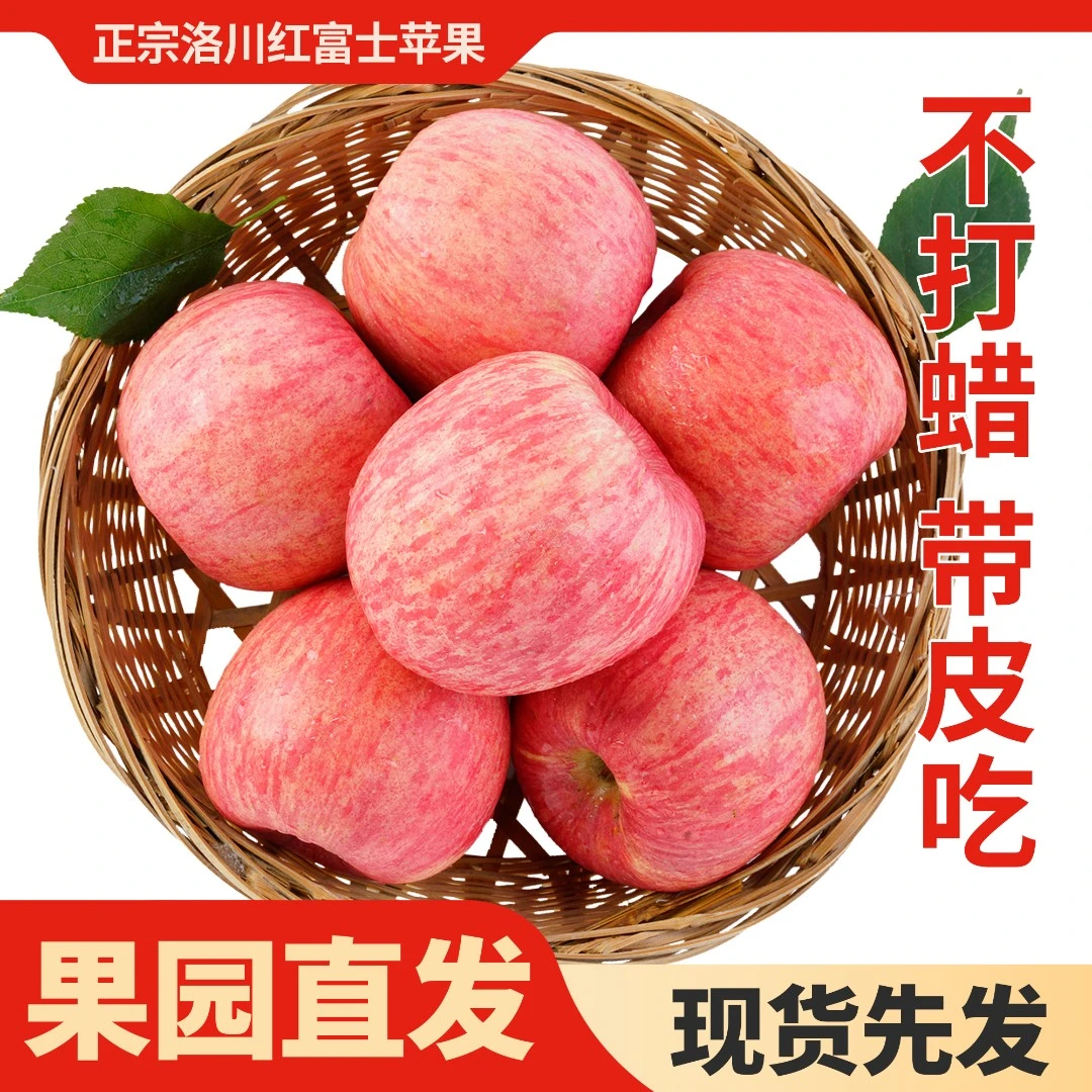 顶端果业陕西洛川红富士苹果新果新鲜水果彩箱装脆甜多汁鲜果当季