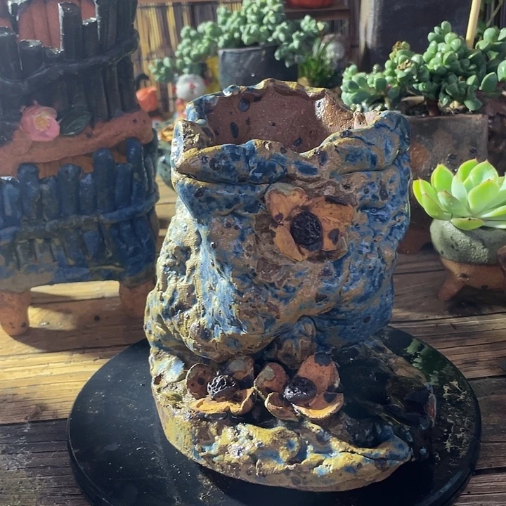 手工粗陶高温花盆