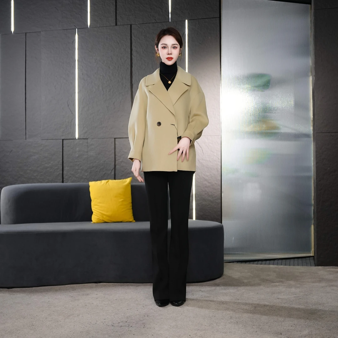 Falaibang/法莱邦22122甘草绿色羊毛大衣