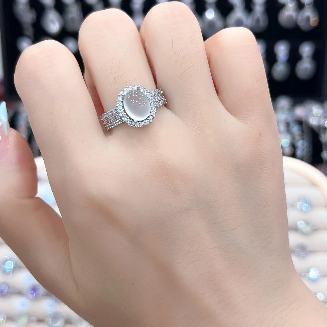 蛇纹石玉银S925镶嵌戒指