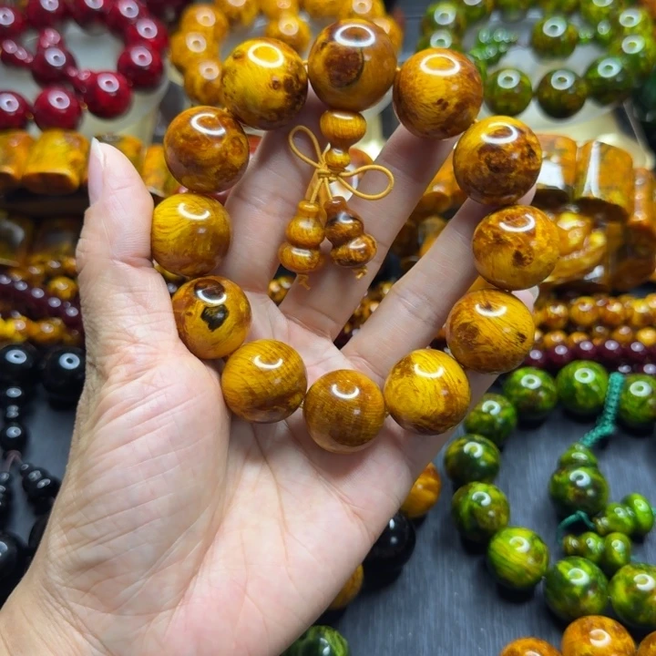 松木琥珀木文玩手串